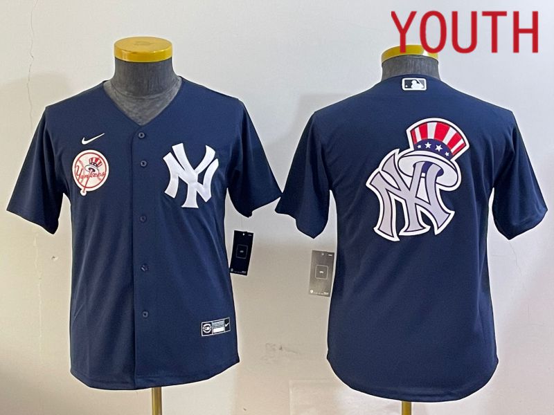 Youth New York Yankees Blank Blue Game 2024 Nike MLB Jersey style 12098